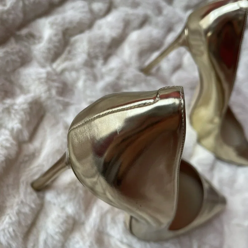 Jimmy Choo Romy 105mm Liquid Mirror Leather Gold - Picture 7 of 11